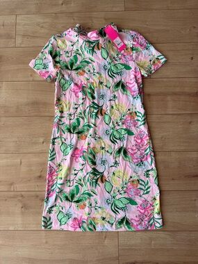 Lilly Pulitzer Hallie Dress Pink Floral Short Sleeve Shift NWT Size S